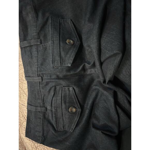 Women’s Denim Trouser Pants Size 4 Wide Leg Cuffed A-Line Dark Wash Dress Jeans - Picture 6 of 8